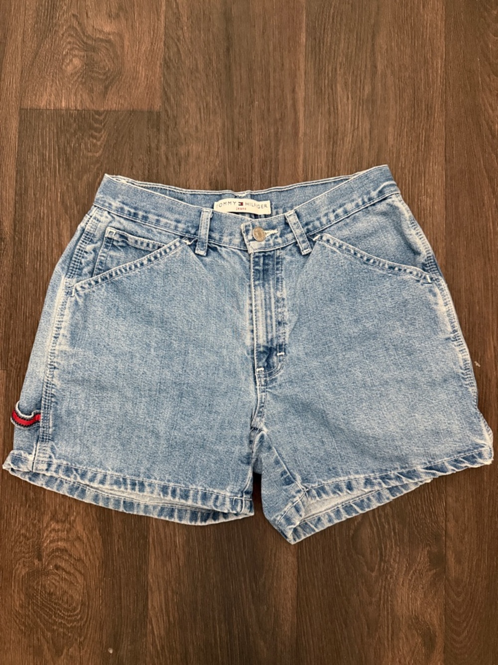 Vintage Tommy Hilfiger Light Wash Denim Jean Shorts with Signature Trim